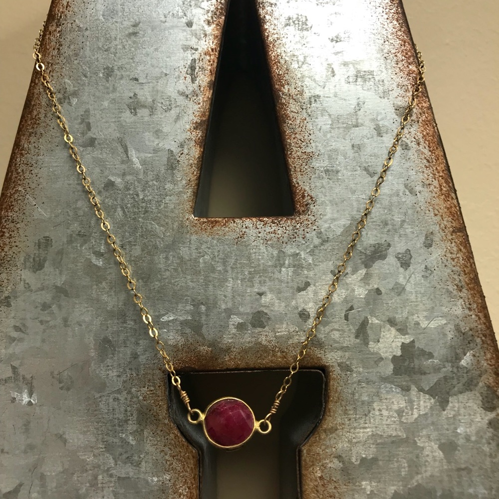 Gold and red stone necklace